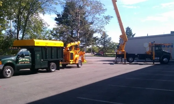 A crane is in the middle of a parking lot.